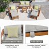 TOPMAX Outdoor Patio Wood 6-Piece Conversation Set, Sectional Garden Seating Groups Chat Set with Ottomans and Cushions for Backyard, Poolside, Balcon