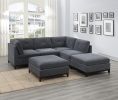 Modular Living Room Furniture Ottoman Ash Chenille Fabric 1pc Cushion Ottoman Couch