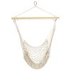 Hammock Chair Hanging Rope Seat Swing w/ Wooden Stick 220lbs Load for Patio Yard Porch Outdoor Bedroom Indoor