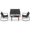 4 Piece Patio Rocking Set with Glass-Top Table