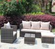 Rattan Patio Furniture Set Wicker Sofa Cushioned Sectional Furniture Set Garden Patio Sofa Set (4 Pieces, Brown)