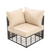 Grand patio 6-Piece Wicker Patio Furniture Set, All-Weather Outdoor Conversation Set Sectional Sofa with Water Resistant Beige Thick Cushions and Coff