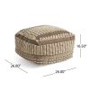 Rustic Wool and Cotton Large Pouf, Brown