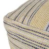 Western Handcrafted Fabric Pouf, Natural Blue