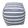 Lani Handcrafted Fabric Pouf, Natural with Black