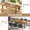 79" Acacia Wood Dining Table 8-Person Patio Table with 1.9" Umbrella Hole and Adjustable Foot Pads