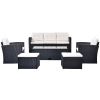 GO 6-piece All-Weather Wicker PE rattan Patio Outdoor Dining Conversation Sectional Set with coffee table, wicker sofas, ottomans, removable cushions