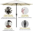 Simple Deluxe 9ft Outdoor Market Table Patio Umbrella with Button Tilt, Crank and 8 Sturdy Ribs for Garden, Beige