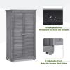 TOPMAX Wooden Garden Shed 3-tier Patio Storage Cabinet Outdoor Organizer Wooden Lockers with Fir Wood (Gray Wood Color -Shutter Design)