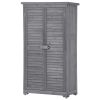 TOPMAX Wooden Garden Shed 3-tier Patio Storage Cabinet Outdoor Organizer Wooden Lockers with Fir Wood (Gray Wood Color -Shutter Design)