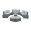 TOPMAX 10-Piece Outdoor Sectional Half Round Patio Rattan Sofa Set, PE Wicker Conversation Furniture Set for Free Combination, Light Gray