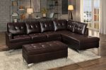 Contemporary Brown Tufted Top 1pc Ottoman Faux Leather Upholstered Solid Wood Frame Living Room Furniture Silver Metal Legs