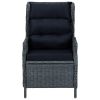 3 Piece Patio Lounge Set with Cushions Poly Rattan Dark Gray