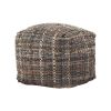 Koki Handcrafted Fabric Pouf, Khaki