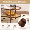 2-Tier Coffee Table with Tempered Glass Tabletop and Acacia Wood Frame