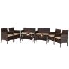 2pcs Arm Chairs 1pc Love Seat & Tempered Glass Coffee Table Rattan Sofa Set Brown Gradient