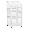 TOPMAX 62inch Height Wood Large Greenhouse Balcony Portable Cold Frame with Wheels and Adjustable Shelves for Outdoor Indoor Use, White