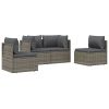 4 Piece Patio Lounge Set with Cushions Gray Poly Rattan