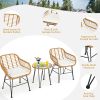 3 Pieces Rattan Furniture Set with Cushioned Chair Table