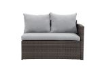 7-Pieces PE Rattan Wicker Patio Dining Sectional Cusions Sofa Set with Grey cushions