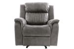 Contemporary Manual Motion Glider Recliner Chair 1pc Living Room Furniture Slate Blue Breathable Leatherette