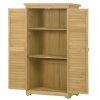 TOPMAX Wooden Garden Shed 3-tier Patio Storage Cabinet Outdoor Organizer Wooden Lockers with Fir Wood (Natural Wood Color -Shutter Design)