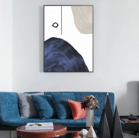 Blue Gray Geometric Abstract Hand Painted Wall Decor Art Poster Ocean Seaside Thick Gray Black Oil Painting Simple Design Wall Art, Unframed. (Option: 50x75)