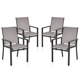 MEOOEM Patio Dining Chairs 2PCS Outdoor Metal Textilene Outdoor Dining Chairs; Durable for Lawn Garden Backyard Pool All Weather (Type: 4PC)