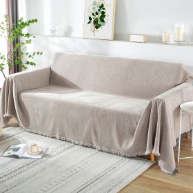 Chenille Couch Cover Universal Sofa Cover Sofa Slipcover for Pets Dogs Cats (Color: Oatmeal, size: 71 x118 in)