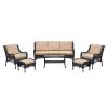 5-Person Rattan Patio Conversation Sets for Garden Backyard, Navy Blue