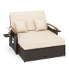 Outdoor Wicker Daybed with Folding Panels and Storage Ottoman