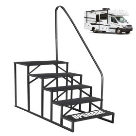 Hot Tub Steps Outdoor, 2 RV Steps with Handrail, Portable RV Stairs 3 Step, Heavy Duty Truck Camper Steps Ladders for Travel Trailers, 5th Wheel, Moto (size: 5 Steps)