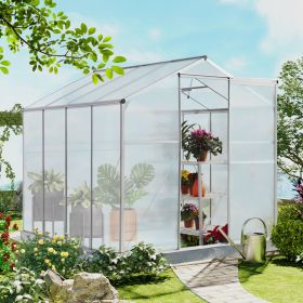 Polycarbonate Greenhouse,6'x 8' Heavy Duty Walk-in Plant Garden Greenhouse for Backyard/Outdoor (Color: as Pic)