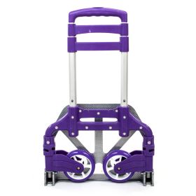 Portable Aluminium Cart Folding Dolly Push Truck Hand Collapsible Trolley Luggage Purple (Color: Purple)