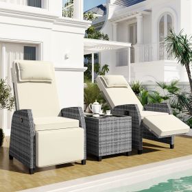 U_Style Outdoor Rattan Two-person Combination With Coffee Table, Adjustable, Suitable For Courtyard, Swimming Pool, Balcony (Color: as Pic)