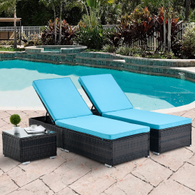 Outdoor Patio Chaise Lounge Chair,Lying in bed with PE Rattan and Steel Frame,PE Wickers,Pool Recliners with Elegant Reclining Adjustable Backrest and (Color: as Pic)