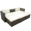 Patio Furniture Sets;  5-Piece Patio Wicker Sofa with Adustable Backrest;  Cushions;  Ottomans and Lift Top Coffee Table