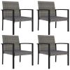 5 Piece Patio Dining Set Poly Rattan Gray