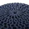 Bordeaux Knitted Cotton Round Pouf, Navy Blue