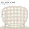 3 Pieces Hollow Design Retro Patio Table Chair Set All Weather Conversation Bistro Set Outdoor Table with Open Shelf and Lounge Chairs with Widened Se