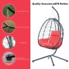 Egg Chair with Stand Indoor Outdoor Swing Chair Patio Wicker Hanging Egg Chair Hanging Basket Chair Hammock Chair with Stand for Bedroom Living Room B