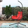 Egg Chair with Stand Indoor Outdoor Swing Chair Patio Wicker Hanging Egg Chair Hanging Basket Chair Hammock Chair with Stand for Bedroom Living Room B