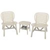 3 Pieces Hollow Design Retro Patio Table Chair Set All Weather Conversation Bistro Set Outdoor Table with Open Shelf and Lounge Chairs with Widened Se