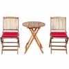 3 Pieces Patio Folding Bistro Set with Padded Cushion and Round Coffee Table