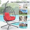 Egg Chair with Stand Indoor Outdoor Swing Chair Patio Wicker Hanging Egg Chair Hanging Basket Chair Hammock Chair with Stand for Bedroom Living Room B