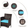 3 Pieces Ergonomic Wicker Patio Conversation Set