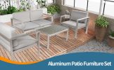 Aluminum Modern 4 Piece Sofa Seating Group For Patio Garden Outdoor