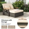 Outdoor Wicker Daybed with Folding Panels and Storage Ottoman