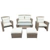 Patio Furniture Set;  4 Piece Outdoor Conversation Set All Weather Wicker Sectional Sofa with Ottoman and Cushions