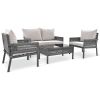 K&K 4-Piece Rope Patio Furniture Set, Outdoor Furniture with Tempered Glass Table, Patio Conversation Set Deep Seating with Thick Cushion for Backyard